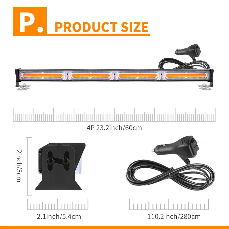 Traffic Advisor Light Bar Windshield LED Emergency Strobe Visor Safety Warning Flashing Lights for Firefighter Trucks Vehicles