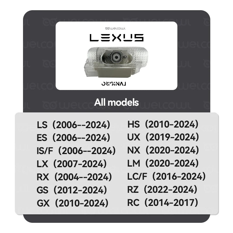 GPRGIT 2pcs Car Door Light for Lexus ES IS LX RX GS GX LC RC UX LS Laser Decor Lamp Glass Projection HD LED