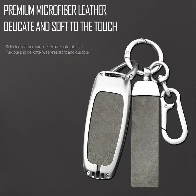 GPRGIT Car Smart Key Case Cover for Audi A6 A7 A8 E-tron Q5 Q8 C8 D5 Leather Keychain Keyless Holder Interior Accessories