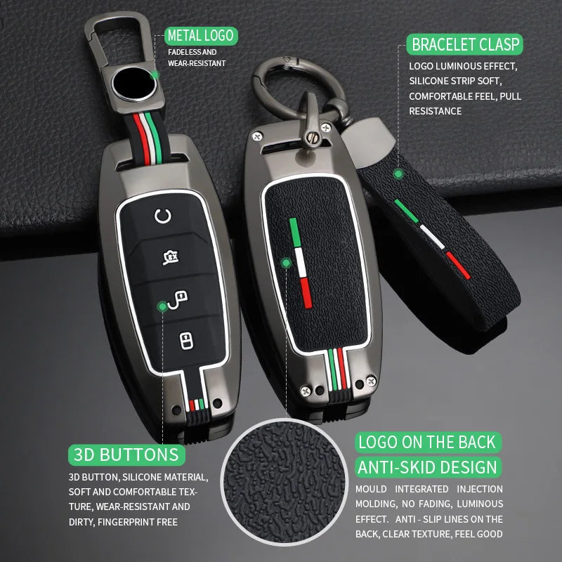 GPRGIT Metal Car Remote Key Cover Case Holder Fob for BYD Tang Han DM Yuan EV Qin Song Plus Dmi ATTO 3 D1 EA1 Protector Accessories