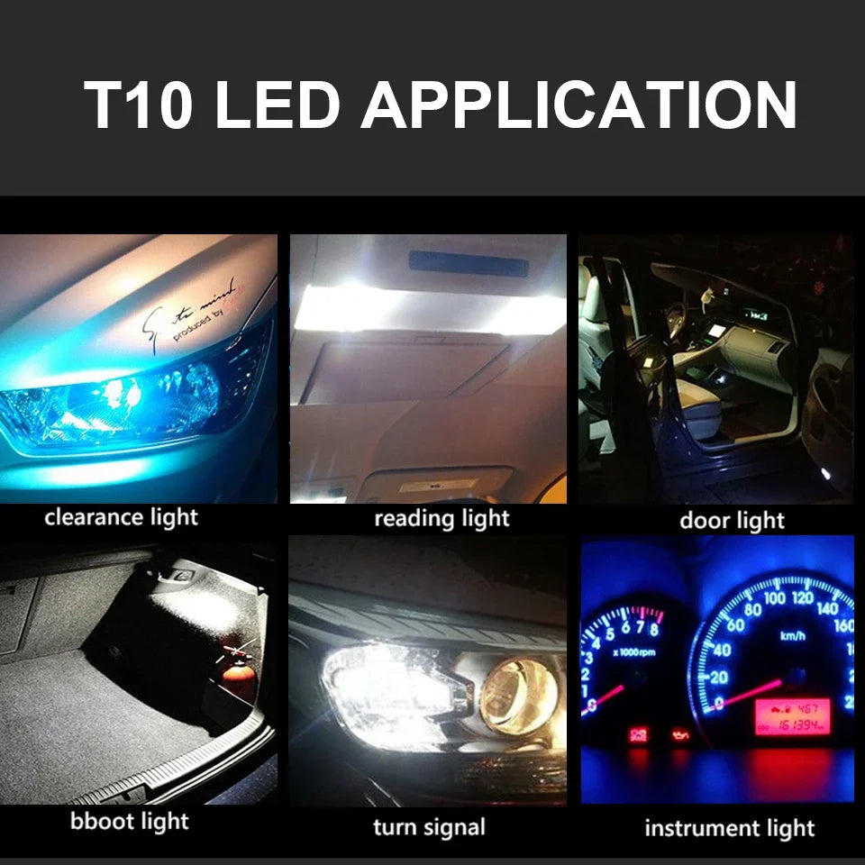 GPRGIT 12V Car LED Bulb T10 W5W 194 168 COB Glass 6000K White License Plate Lamp Interior Dome Reading Bulb