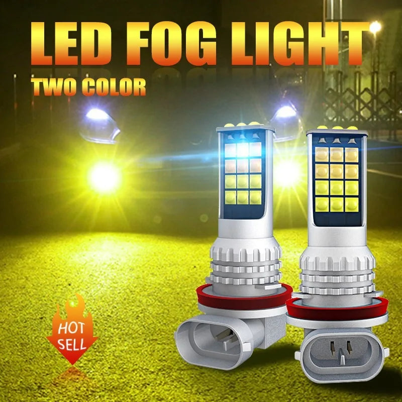 Two-Color LED Car Light 30SMD Auto Fog Light H3 H8 H11 H7 9005 HB3 9006 HB4 H16 Automotive LED Light Bulb