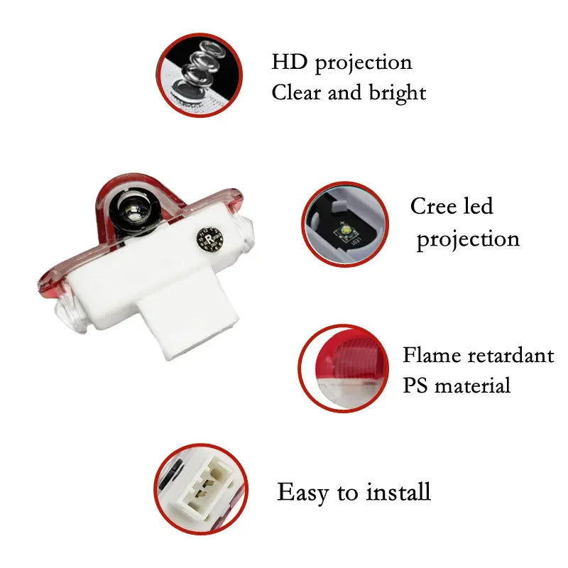 GPRGIT Car Door Welcome Light LED Ghost Projector Lamp for VRS Logo Octavia A5 2006-2013
