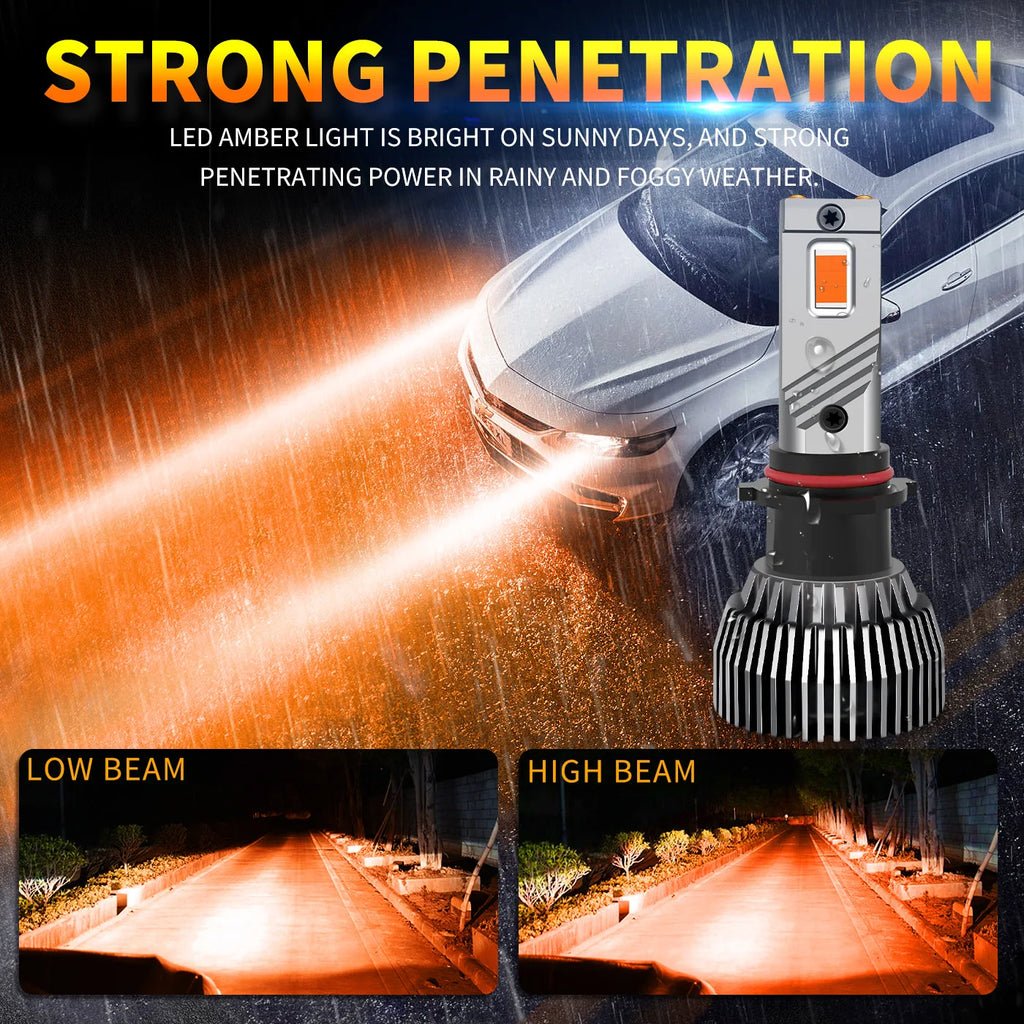 High Power 130W Amber LED Automotive Fog Lamps | CSP 3570 12V 24V Faros LED for H11 9005 9006 880 H1 H3 H7 PSX24W PSX26W P13W