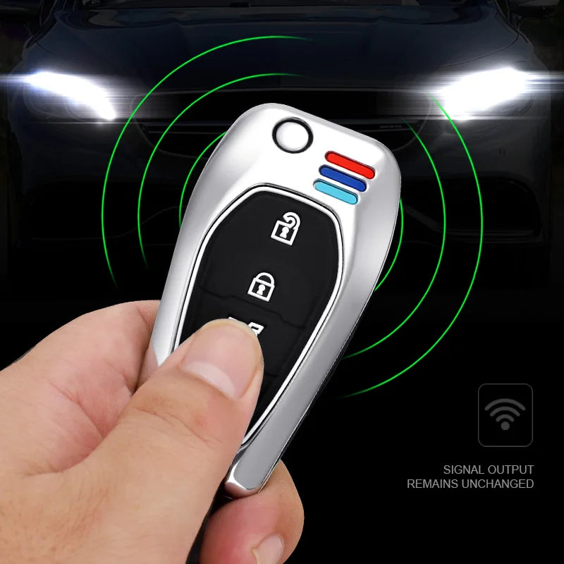 GPRGIT 3 Button Flip Remote Car Key Case for Chevrolet Spark Equinox Cruze Trax Malibu Verano Traverse 2016-2018 Metal Car Accessories
