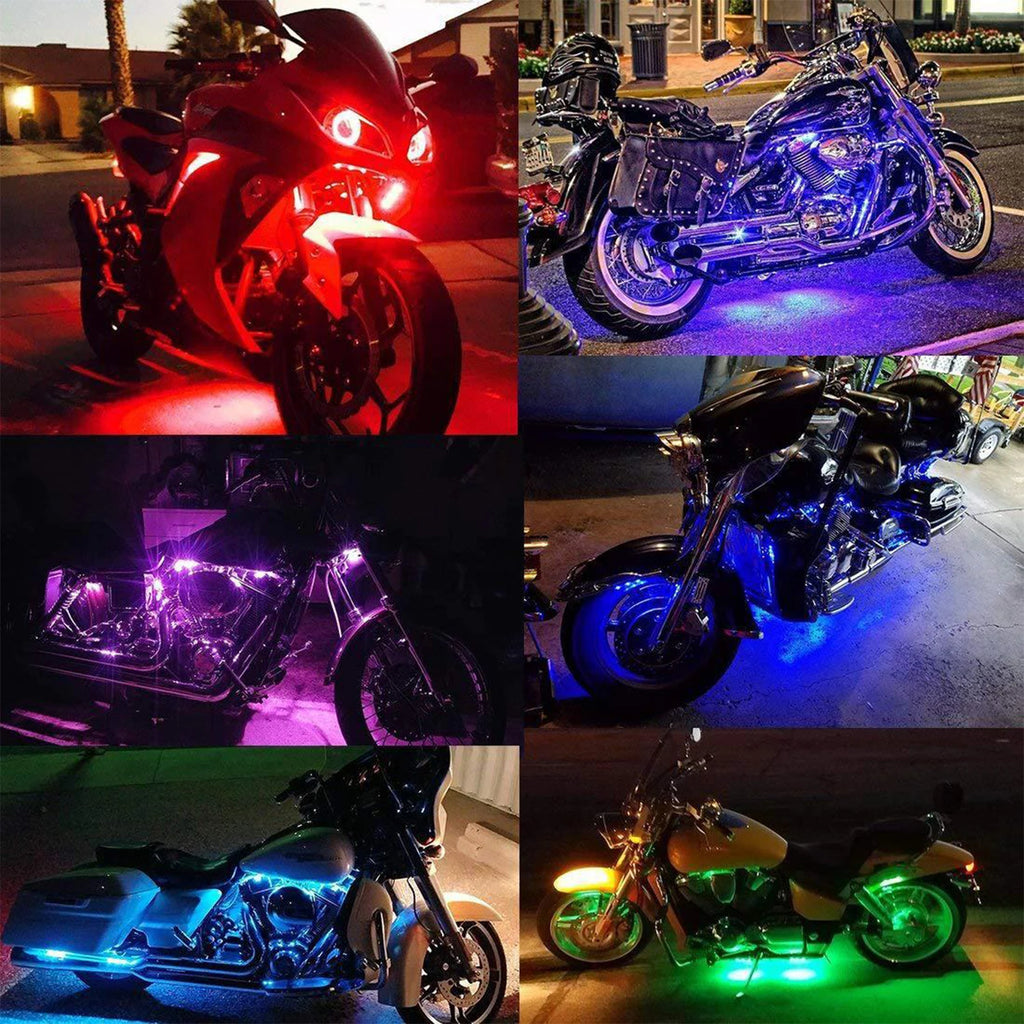 GPRGIT Motorcycle RGB LED Light Strip Kit Waterproof APP Remote Voice Control 12V CE