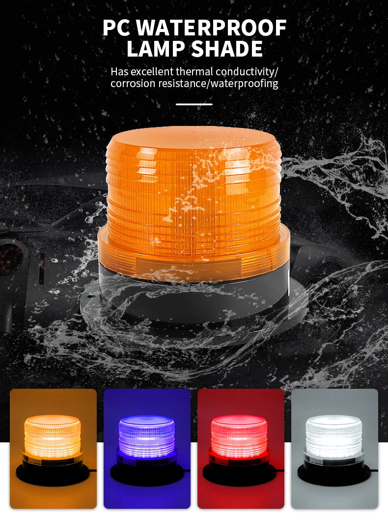 LED Amber Strobe Light Flashing Emergency Warning Beacon with Magnetic Mount for Golf Carts UTV Car Bus