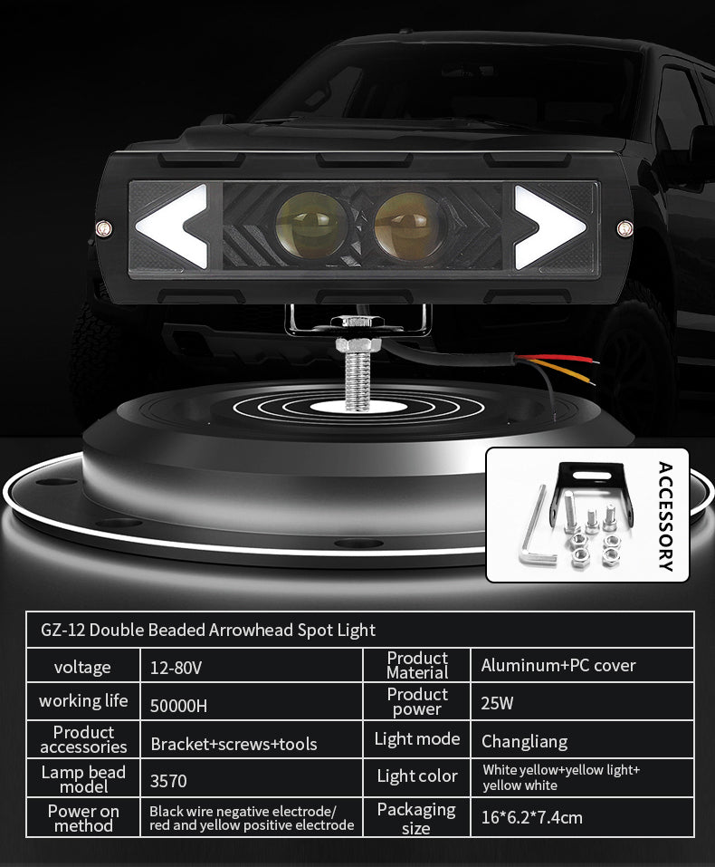 GPRGIT Car LED Working Lights Emergency Fog Driving Lamp 25W Spotlights LED Work Light for Offroad Motorcycle Trucks
