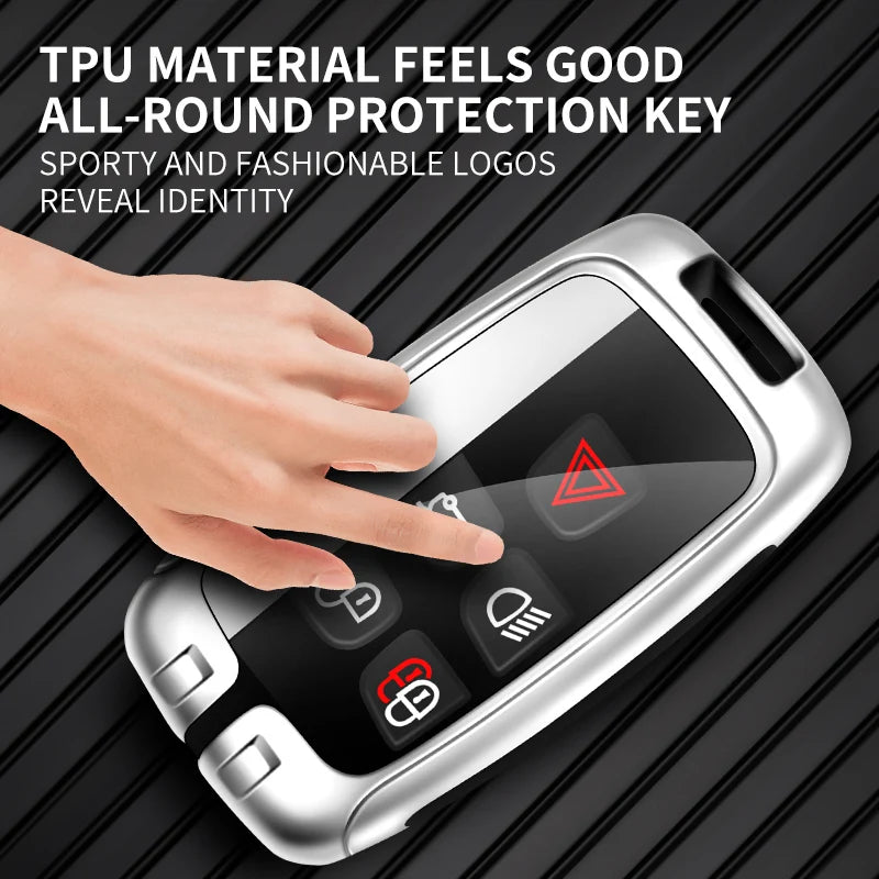 GPRGIT Metal Car Custom Logo Key Case for Land Rover Range Rover Sport Evoque Freelander Velar Discovery 4 Jaguar XE XJ XF Guitar