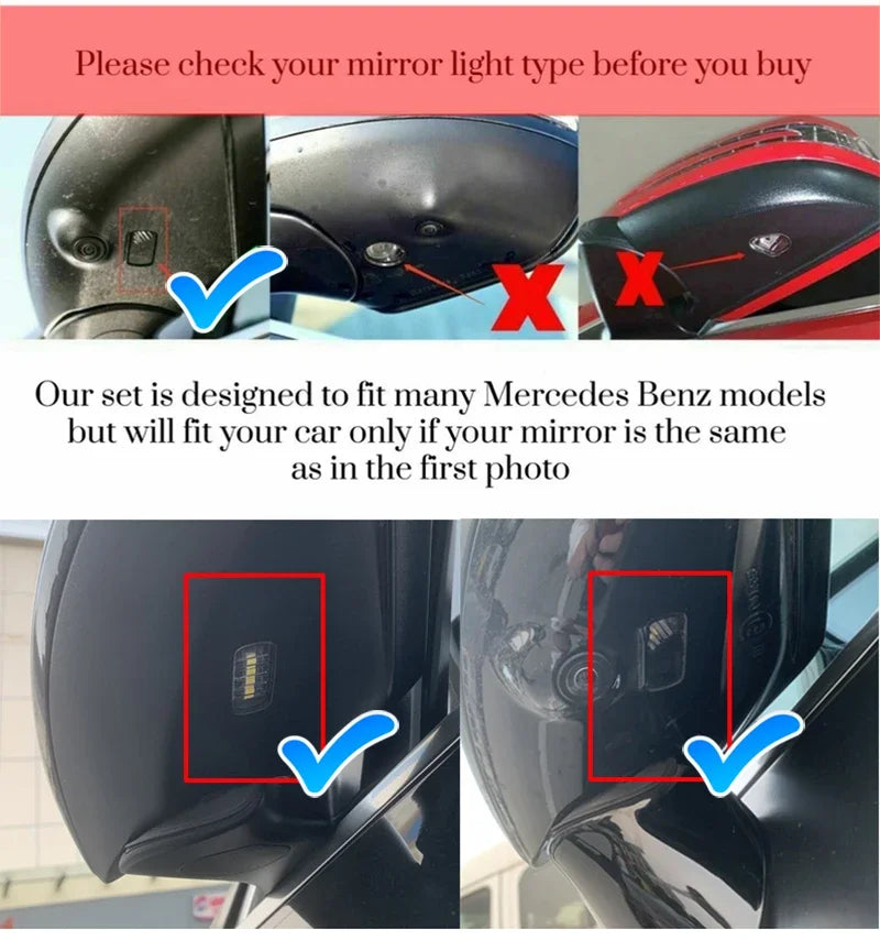 GPRGIT LED Car Rearview Mirror Carpet Lamp Projectors Light for Mercedes Benz AMG W205 W213 W212 W177 W221 W222 GLC EQC CLASS S E