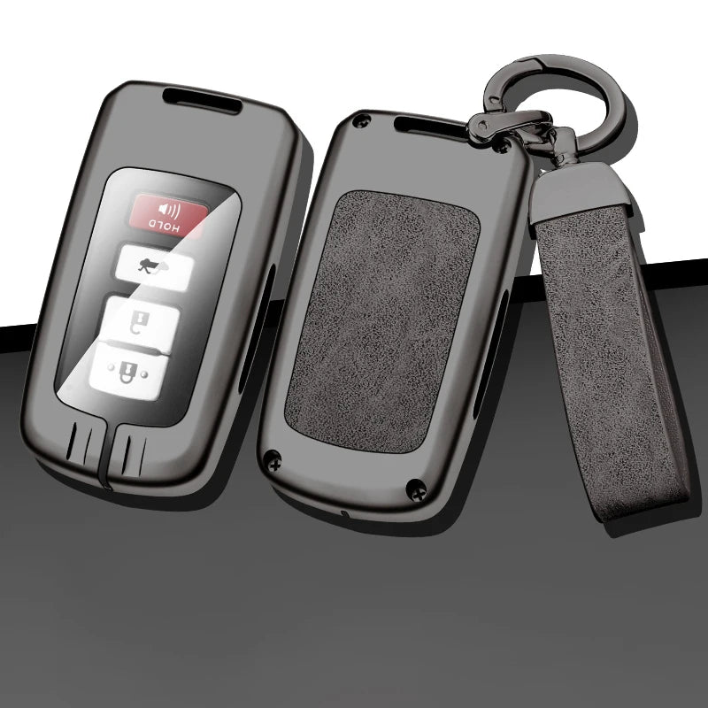 GPRGIT Zinc Alloy Leather Car Key Case Cover for Toyota Camry/Corolla/RAV4/Highlander/Avalon 2015-2017 Smart Keyfob