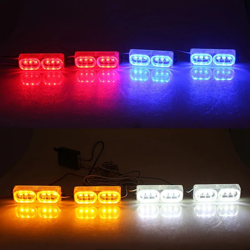 4-Piece LED Strobe Grille Light Strip Red/Blue with Remote, Model XA926B-4