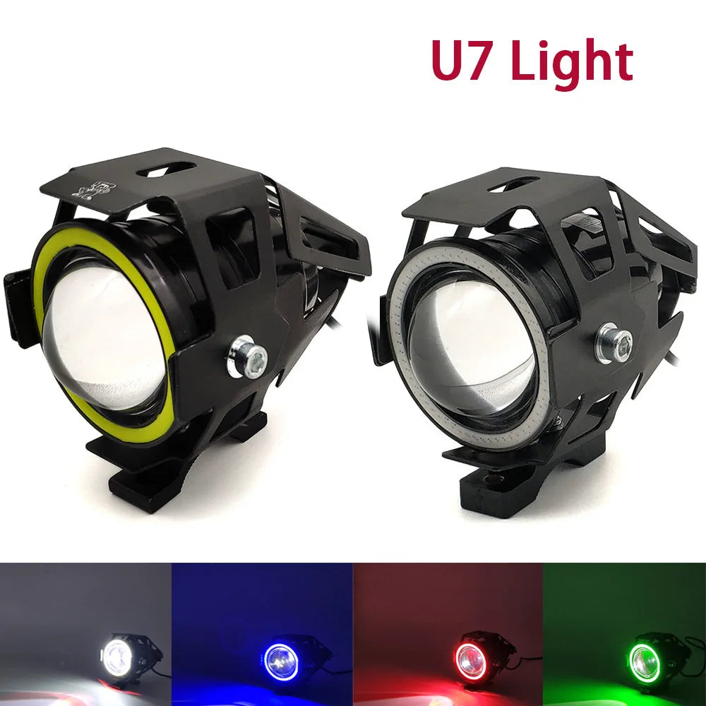 GPRGIT U7 RGB LED Spotlight Fog Light DRL Angel Eyes Auxiliary for Universal Car