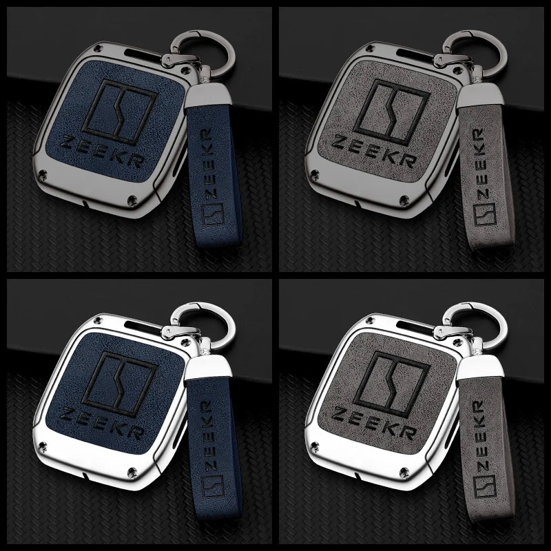 GPRGIT High Quality Zinc Alloy Leather Car Key Case Cover for ZEEKR 001 Holder Keychain Keyless Protector Styling Accessories