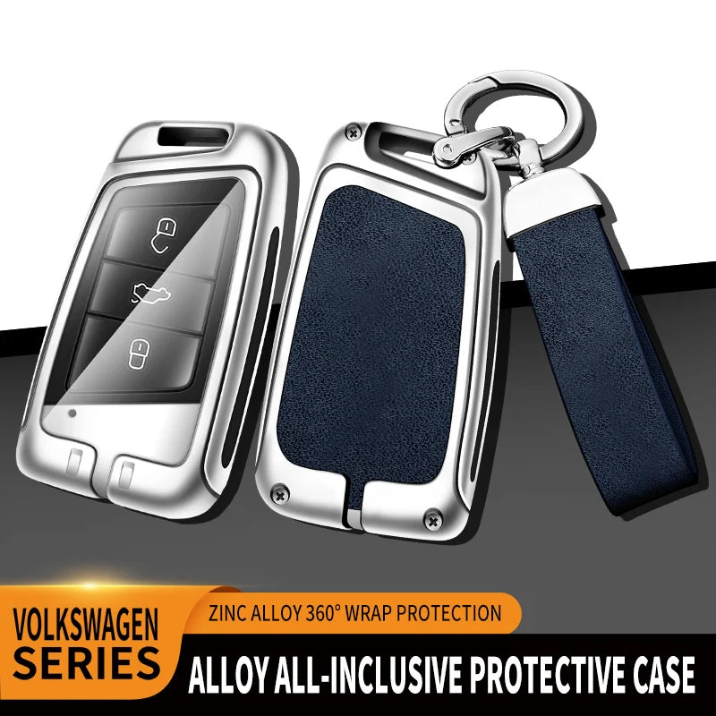 GPRGIT New Car Logo Zinc Allioy Leather Car Key Cover for VW Volkswagen Passat Magotan Passat B8 Golf for Skoda Kodiaq Superb A7 Seat