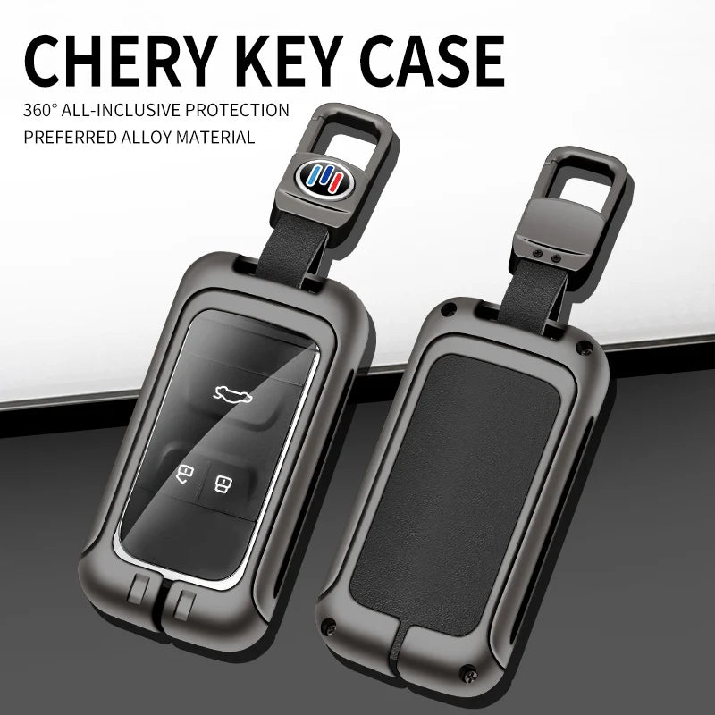 GPRGIT Car Logo Metal+Leather Car Key Case Shell for Chery Tiggo 3 5X 4 8 Glx 7 2019 2020 Arrizo Holder Keyless Bag Styling Accessories