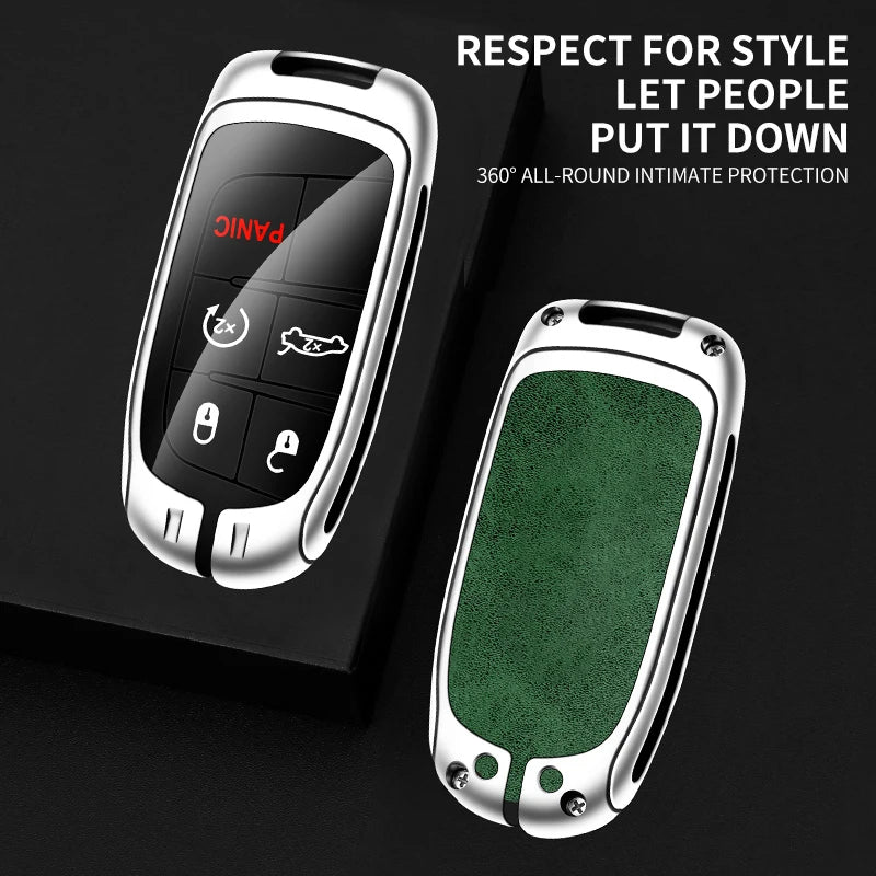 GPRGIT Zinc Alloy Leather Car Key Case Cover for Jeep Renegade Commander Grand WK2 KL Chrysler 200 300C Dodge Wrangler