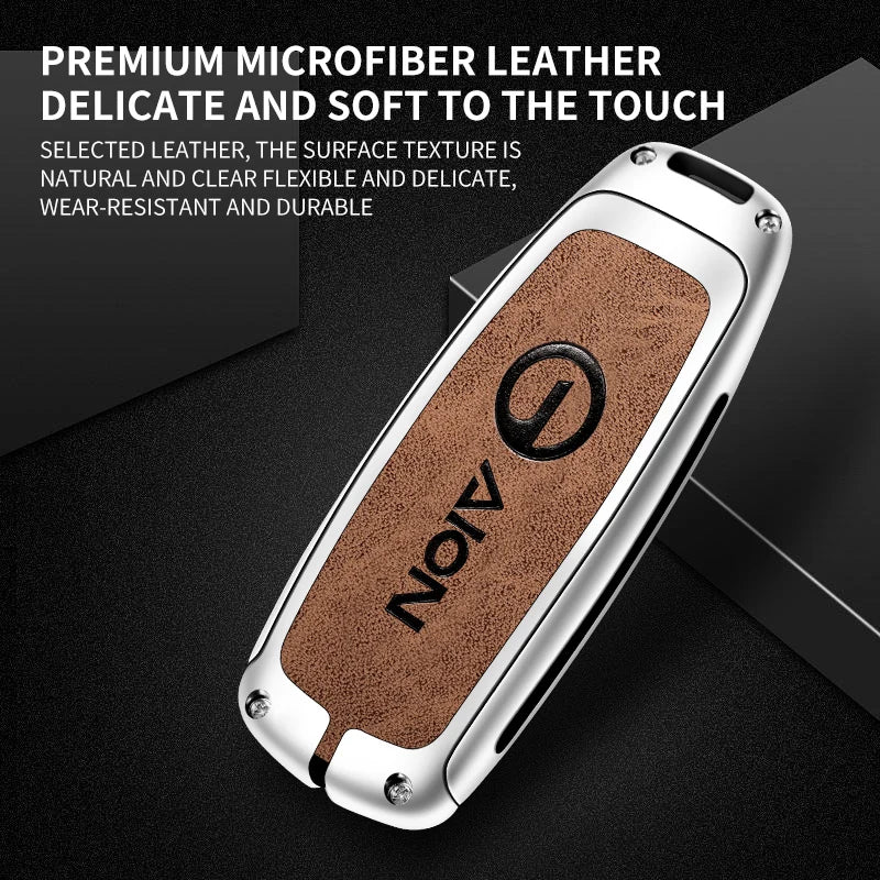 GPRGIT Zinc Alloy Leather Car Key Case Cover for Trumpchi AionS/V/Y/LX Remote Keychain
