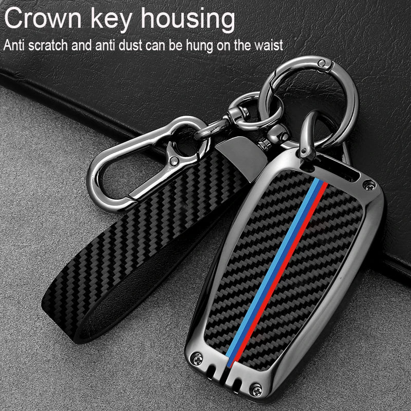 GPRGIT Carbon Metal Car Key Case for Toyota RAV4 Highlander Corolla Hilux Fortuner Land Cruiser Camry Crown CHR Prado 2017 2018 Prius