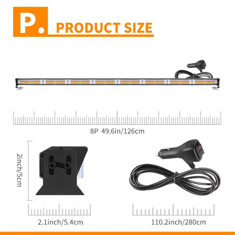 Suction Cup Mount LED Traffic Advisor Strobe Flashing Light Bar Rear Window Emergency Warning Lightbar for Vehicles Snowplow
