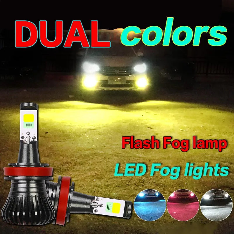 Dual-Color LED Fog Light Bulbs H3 H7 H11 9005 881 H4 H8 H16 9006 HB3 HB4 880 H27 H1, 20W