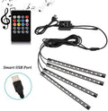 GPRGIT Car Foot Atmosphere Neon LED Light RGB 12 LED APP Remote Voice Control 5V USB