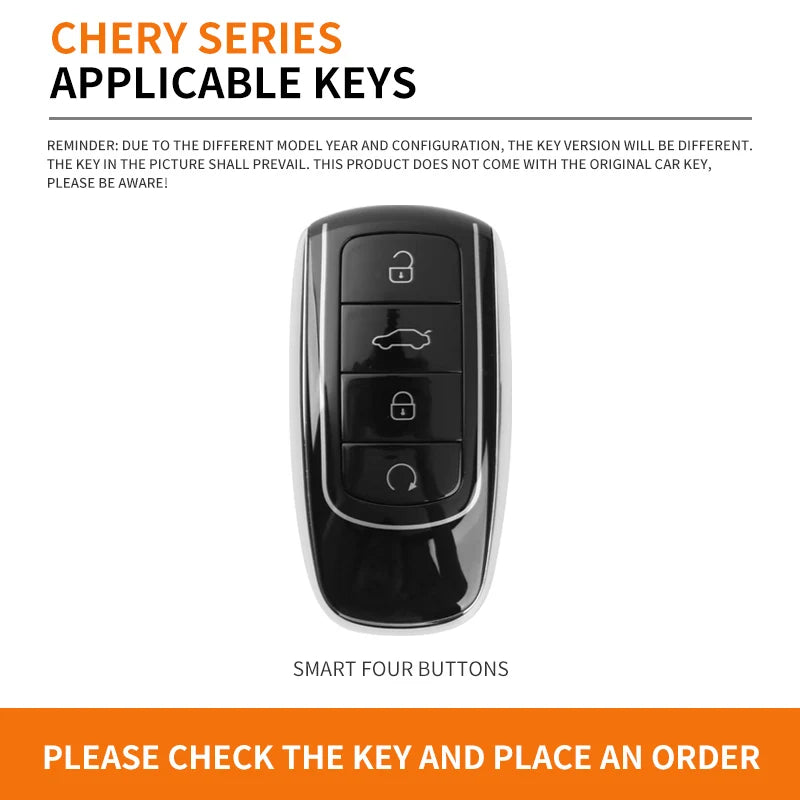 GPRGIT Leather Zinc Alloy Smart Key Case Cover for Chery Tiggo 7 Tiggo 8 Pro 8 PLUS Arrizo 5 Keyless Holder Protector Shell