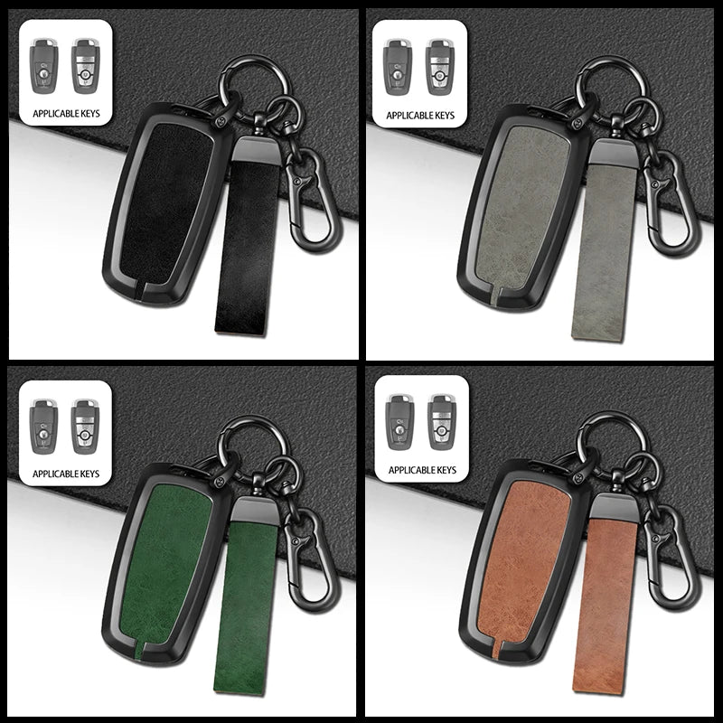 GPRGIT Leather Car Key Case Cover for Lincoln Ford F150 F250 F350 Fusion Mustang Explorer Mondeo Fiesta Ranger Eco Sport