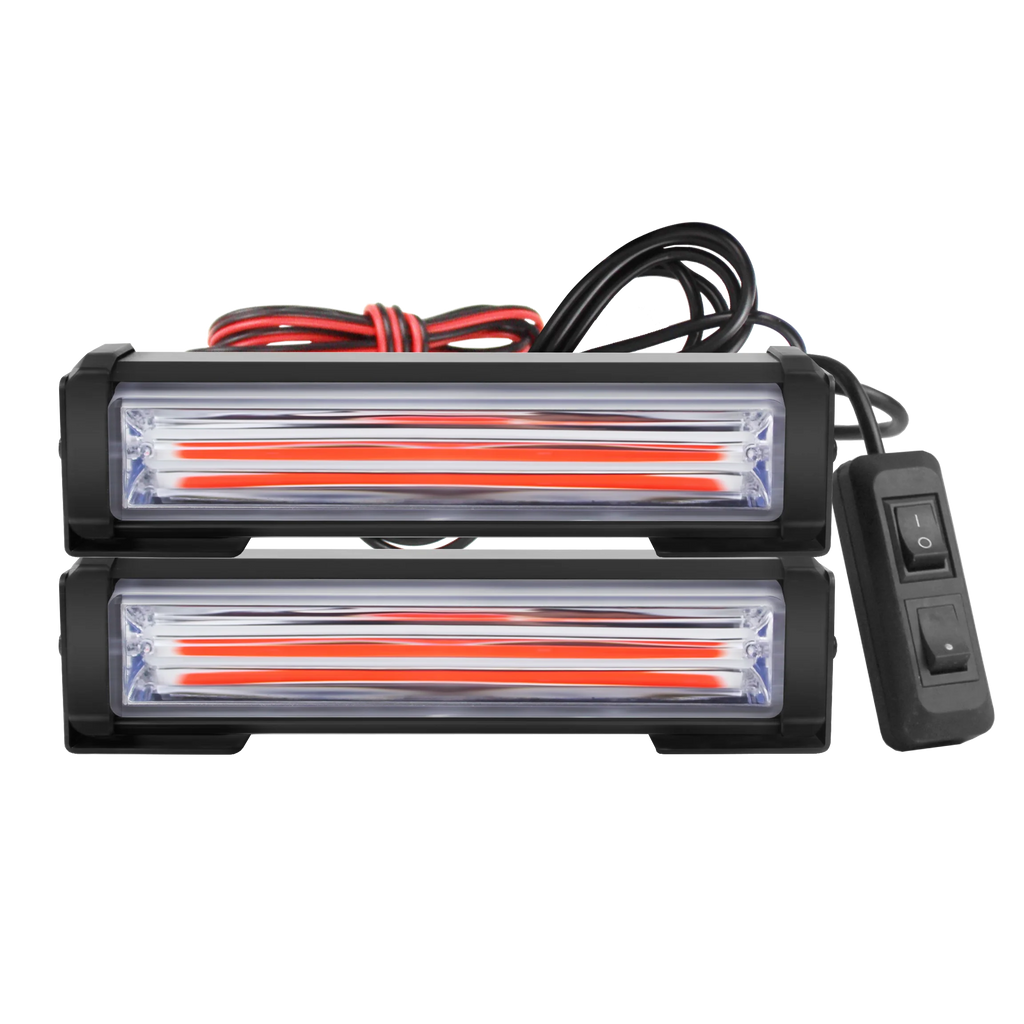 2X 6 Inch 20W Yellow Cob Led Emergency Warning Light Bar Grille Flash Strobe DRL Driving Lights 24V for Trucks Offroad Car