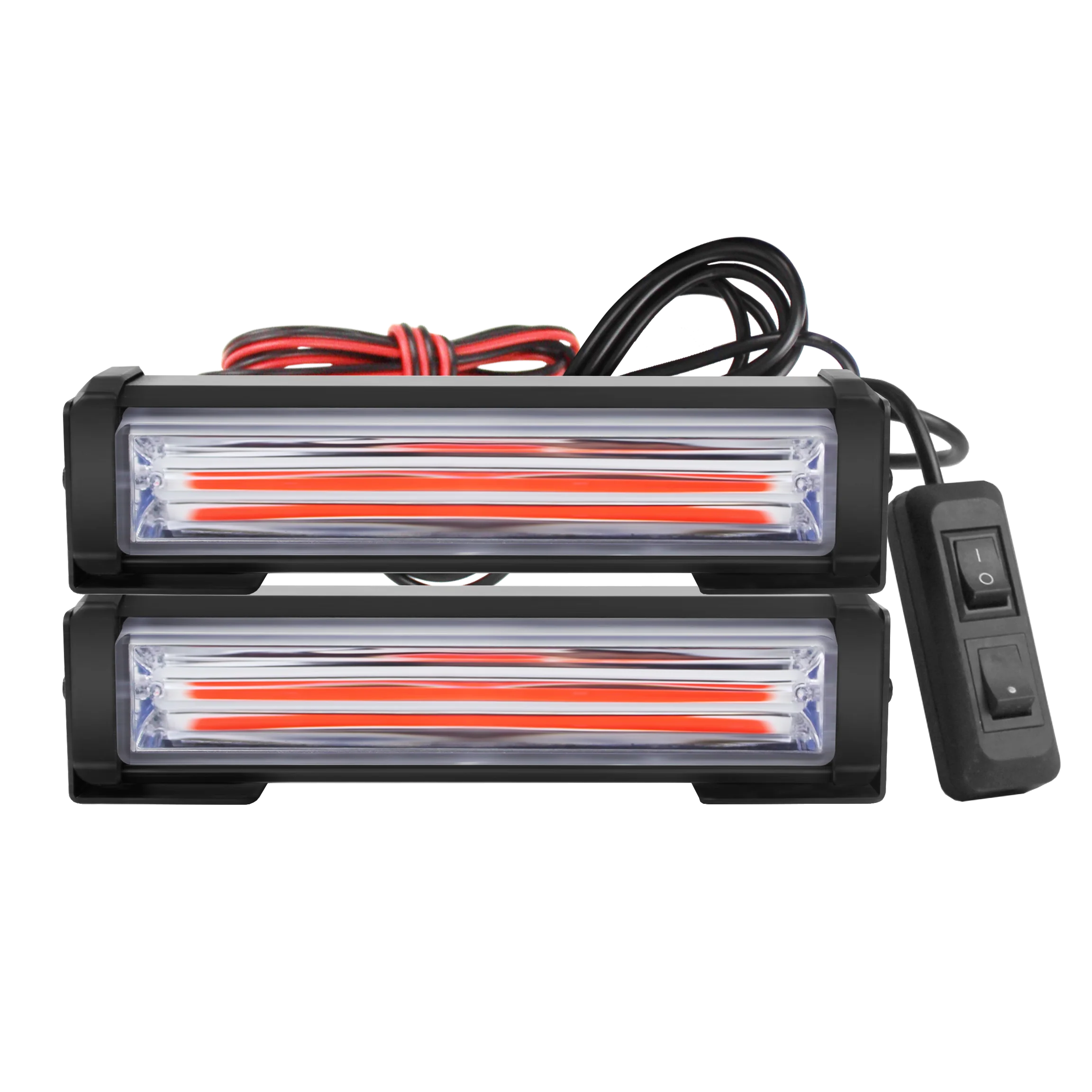 2X 6 Inch 20W Yellow Cob Led Emergency Warning Light Bar Grille Flash Strobe DRL Driving Lights 24V for Trucks Offroad Car