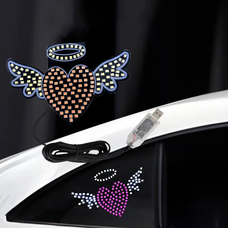 GPRGIT 12V Heart LED Rear Window Warning Light 10W Expressive Decorative for Universal Car