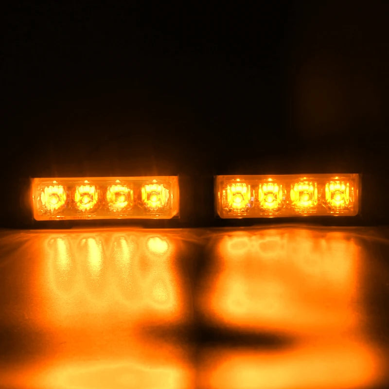 2 in 1 Auto Mini 4LED Strobe Lights Bar Grill Warning Lightbar Car Truck Emergency Flasher Flashlight Car Accessories 12v