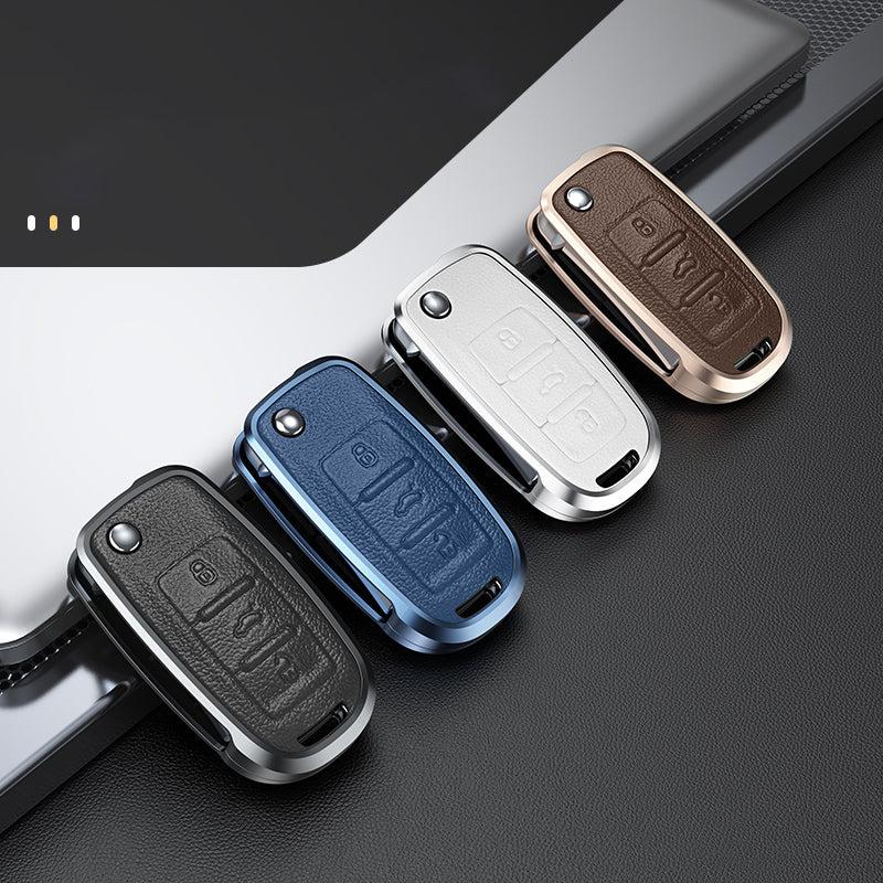 GPRGIT Aluminum Alloy+Leather Car Key Case for VW Polo Tiguan Passat B5 B6 B7 Golf 4 5 6 MK6 Jetta Lavida