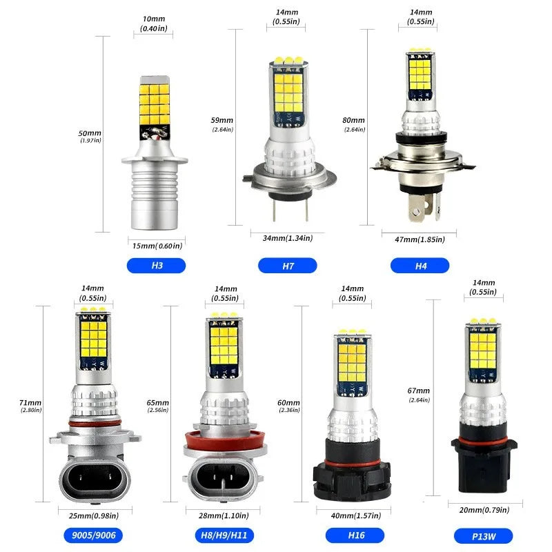 Two-Color LED Car Light 30SMD Auto Fog Light H3 H8 H11 H7 9005 HB3 9006 HB4 H16 Automotive LED Light Bulb