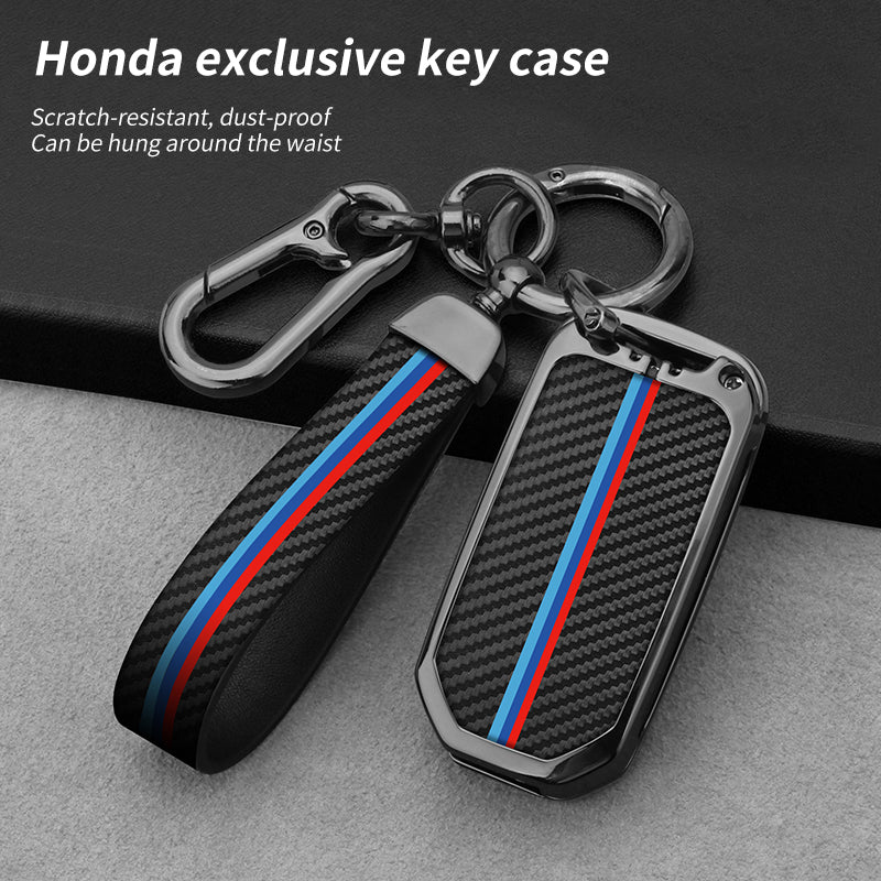 GPRGIT Carbon Car Logo Key Case Cover for Honda CRV CR-V Fit Civic Accord HR-V HRV City Odyssey XR-V Pilot Jade Crider 2015-2018