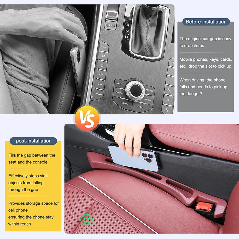 GPRGIT 2-pack Universal Car Seat Gap Sealant Seam Filler Seat Side Slot Strip Gap Interior Storage Box Leak-proof Filler Strip