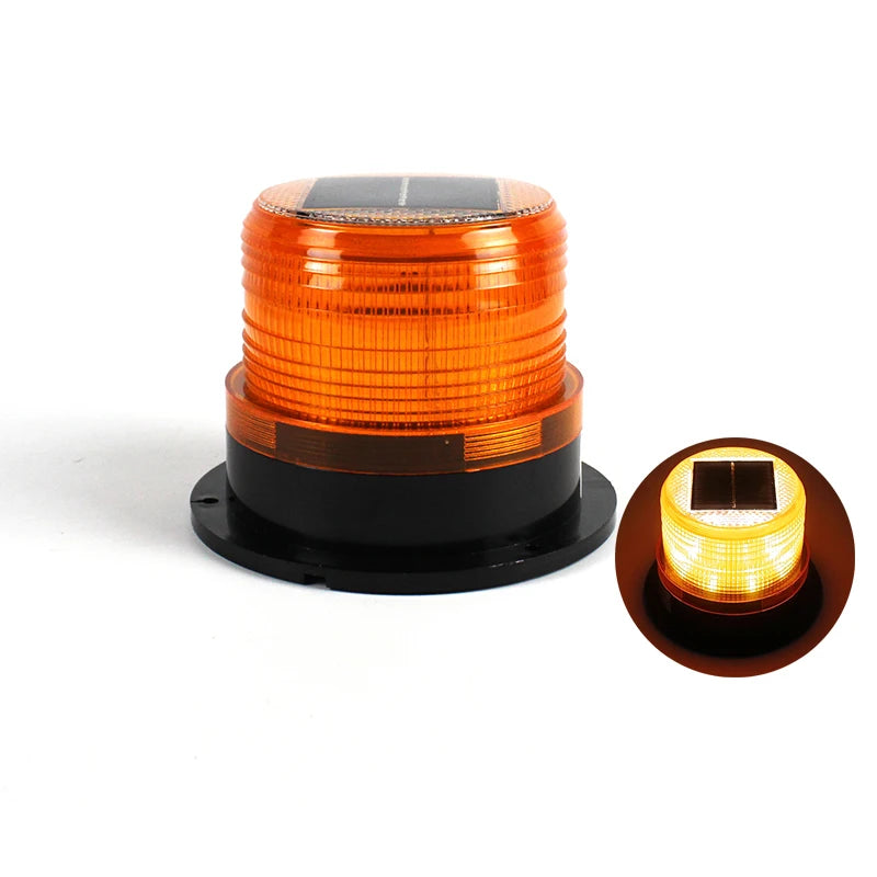 Solar Energy Amber Rotary Warning Lights Truck Strobe Led Roof Beacon Light Forklift Flashing Traffic Light