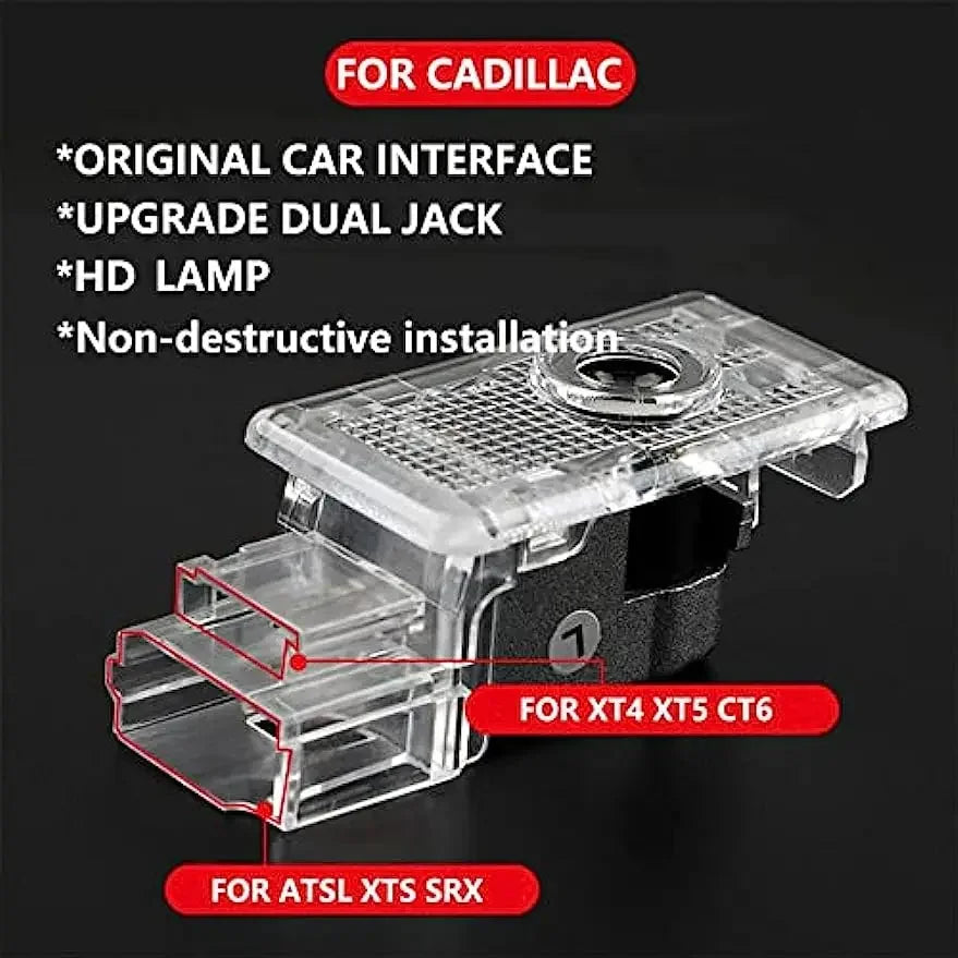 GPRGIT For Cadillac CT5 CT6 XT4 XT5 XT6 ATS-L SRX XTS Glass Len Car LED Door Light Laser Decor Projection Ghost Puddle Lamp Never Fade