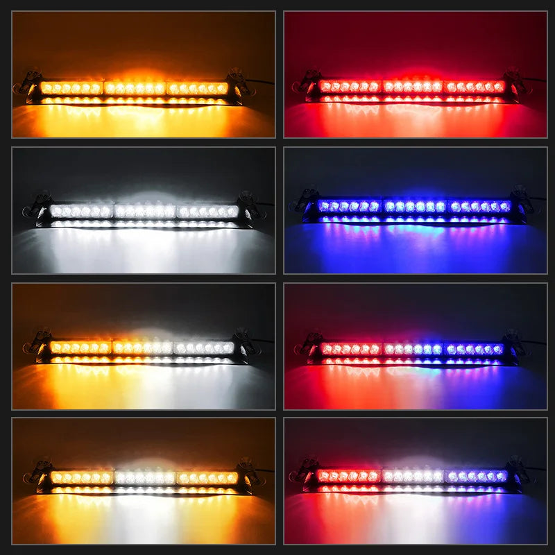 LED Front Rear Windshield Light Emergency Dash Strobe Lights Bar Traffic Advisor Safety Hazard Warning Flash Lights for Trucks