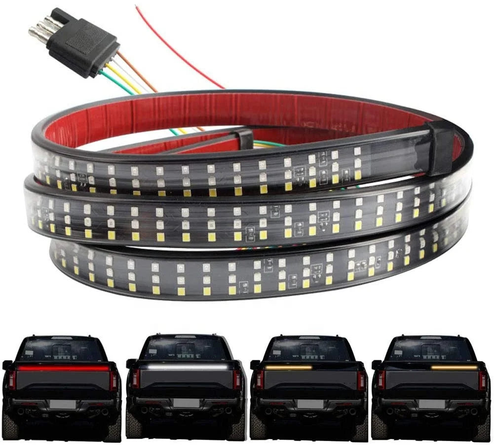 GPRGIT 48" 60" Truck Tailgate LED Strip Light Bar Triple Row 5 Function Reverse Brake Turn Signal Waterproof Universal for Pickup 12V