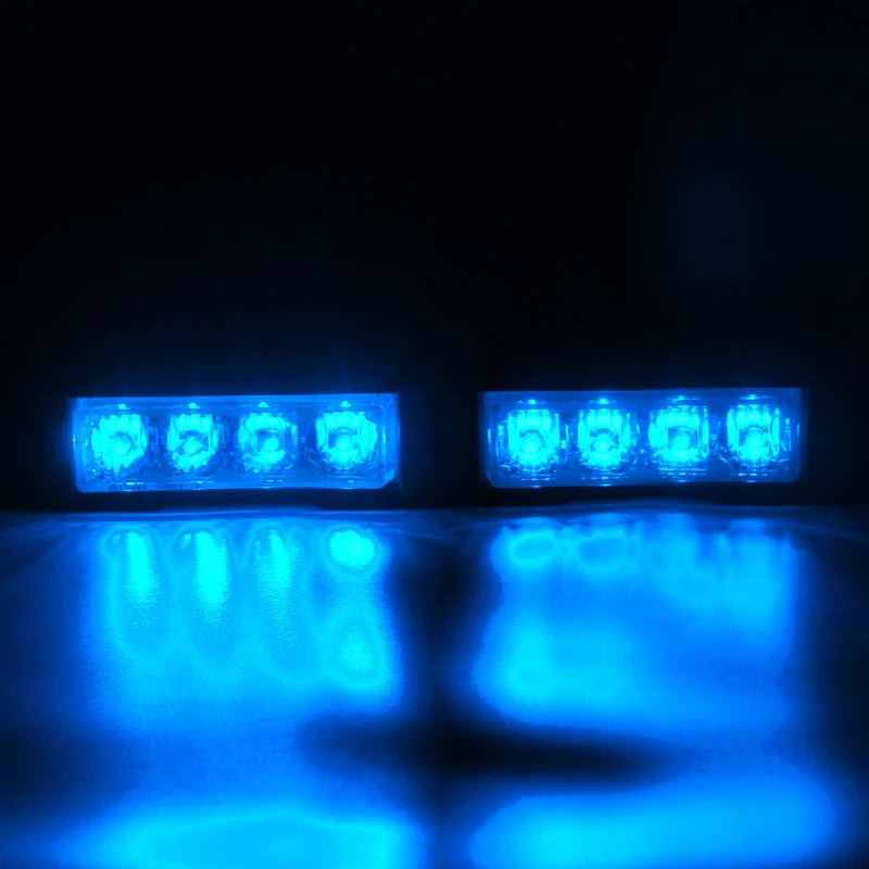 2 in 1 Auto Mini 4LED Strobe Lights Bar Grill Warning Lightbar Car Truck Emergency Flasher Flashlight Car Accessories 12v