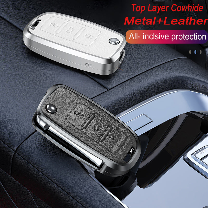 GPRGIT Aluminum Alloy+Leather Car Key Case for VW Polo Tiguan Passat B5 B6 B7 Golf 4 5 6 MK6 Jetta Lavida