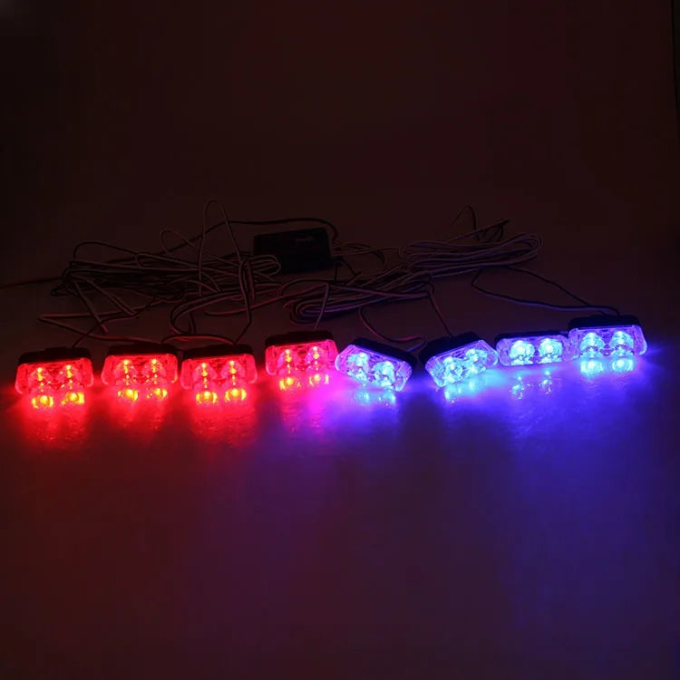 8-Piece LED Strobe Grille Light Strip Red/Blue with Remote, Model XA9202-8