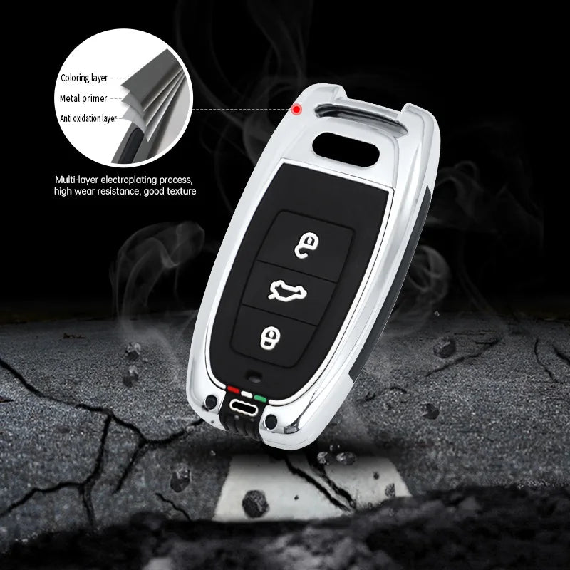 GPRGIT Fashion Zinc Alloy Car Remote Key Case Cover Shell for Audi A1 A3 A4 A5 A6 A7 A8 Quattro Q3 Q5 Q7 2009-2015 Keyless Accessories