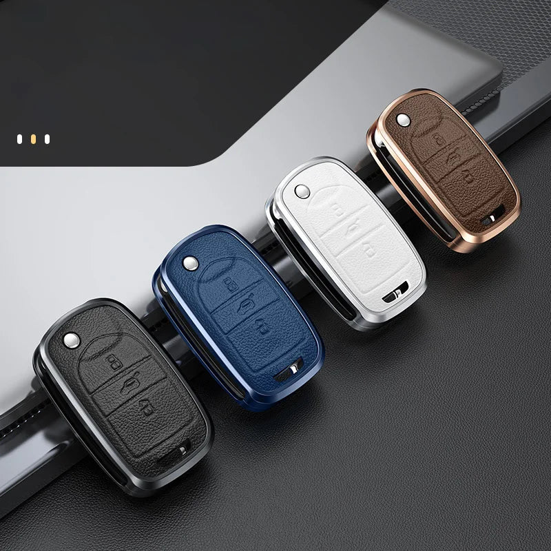 GPRGIT Aluminum Leather Car Key Cover Case Fob for Baojun 560 Rs-5 530 630 310 E100 310W 510 730 360 Keychain Accessories