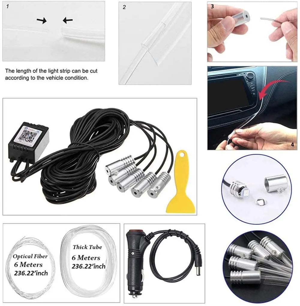 GPRGIT Car LED RGB Color Changing Fiber Optic Edge LED PMMA Acrylic Light Guide Panel Plate 12V