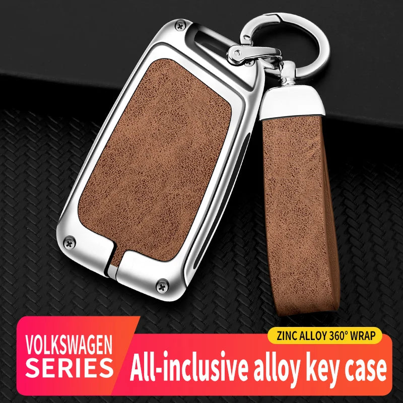 GPRGIT New Car Logo Zinc Allioy Leather Car Key Cover for VW Volkswagen Passat Magotan Passat B8 Golf for Skoda Kodiaq Superb A7 Seat
