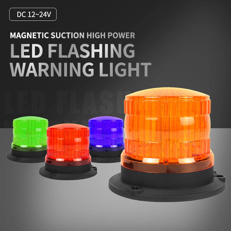 Amber Emergency Warning Light Magnet LED Flashing Rotating Beacon Light for Forklift School Bus Ambulance
