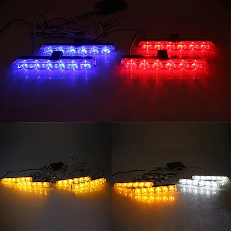 4-Piece LED Strobe Grille Light Strip Red/Blue with Remote, Model XA9206-4