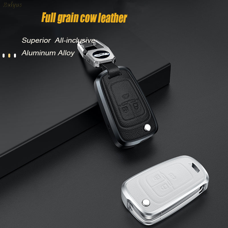 GPRGIT Aluminum Alloy+Leather Car Key Case Cover for Buick Chevrolet Cruze Aveo Trax Opel Astra Corsa Meriva Zafira